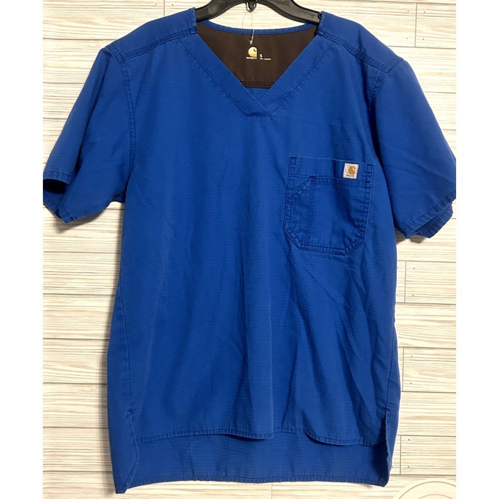 Carhartt Scrub Top‎ Size Small Navy Blue Short Sleeve C15108